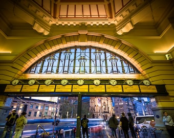 Flinders Street Station, Melbourne Photography, Australia Print, Extra Large Wall Art, stained glass, Travel Poster, Wedding Gift for him