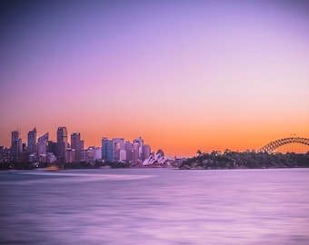 poster print  photo landscape art Sydney harbour Australia opera house sunset 