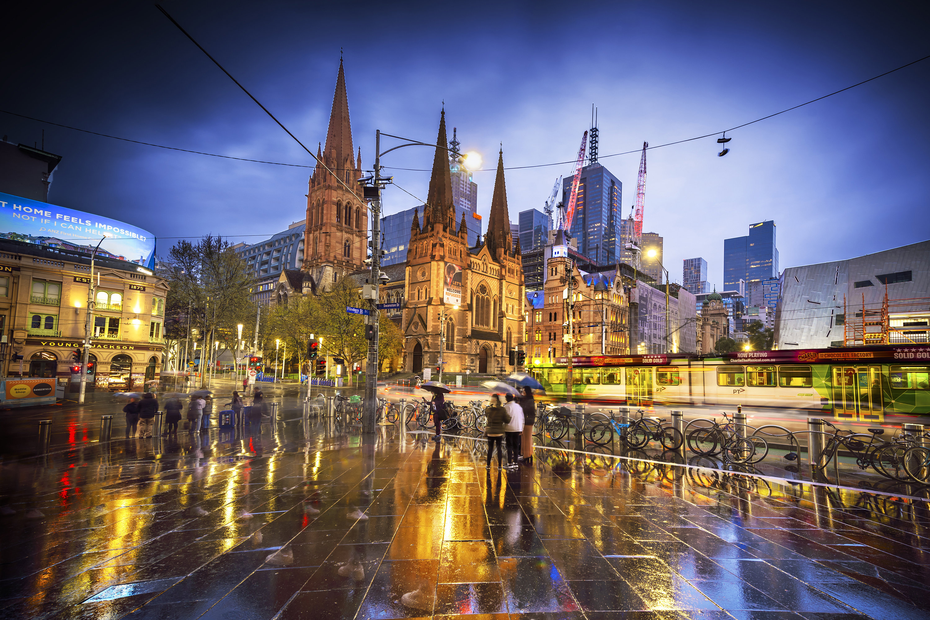 Melbourne Photograph, rain poster, skyline Prints, Melbourne Art, sunset photography, Australia