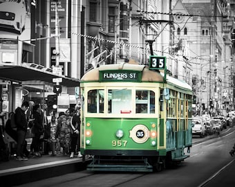 Melbourne Photograph, black and white, wall art, tram photo, Melbourne print, Travel Poster, Australia made, Melbourne tram, gifts for men