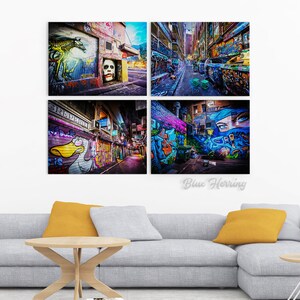 Street Art Print, Graffiti Wall Art, Melbourne Photography, Hosier Lane, industrial decor, spray paint art, urban jungle, Fathers Day Gift image 7