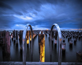 Melbourne Australia Print, Princes Pier, jetty home prints, extra large art, Photography Gift, Port Melbourne, Gift for Him, Office Decor