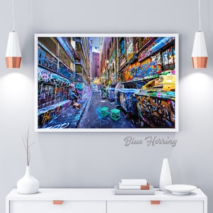 Street Art Print, Graffiti Wall Art, Melbourne Photography, Hosier Lane, industrial decor, spray paint art, urban jungle, Fathers Day Gift image 3