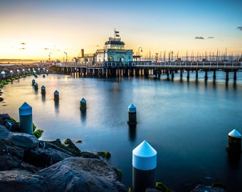 St.Kilda Pier Jetty, Melbourne Australia, St Kilda Print, Nautical Decor, Beach Travel Photo, coastal prints, seaside art, beach print