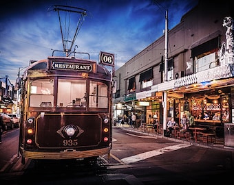 Melbourne Tram, Australia Travel Decor, St Kilda Print, Tram Art, Acland Street, Tramway Photo, WClass Tram, Australian travel art, presents