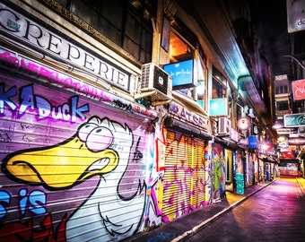 Graffiti Photography, Melbourne Australia, duck decor, Street Art Graffiti, photo prints, urban art, apartment decor, Degraves street art