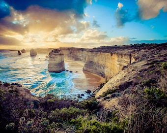 Great Ocean Road, Twelve Apostles, Australian Photography, Ocean Print, Sunset Wall Art, Beach Decor, Travel Photo, Wedding Gift for couple