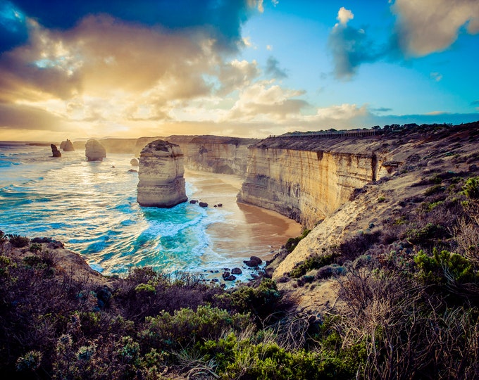 Featured listing image: Great Ocean Road, Twelve Apostles, Australian Photography, Ocean Print, Sunset Wall Art, Beach Decor, Travel Photo, Wedding Gift for couple