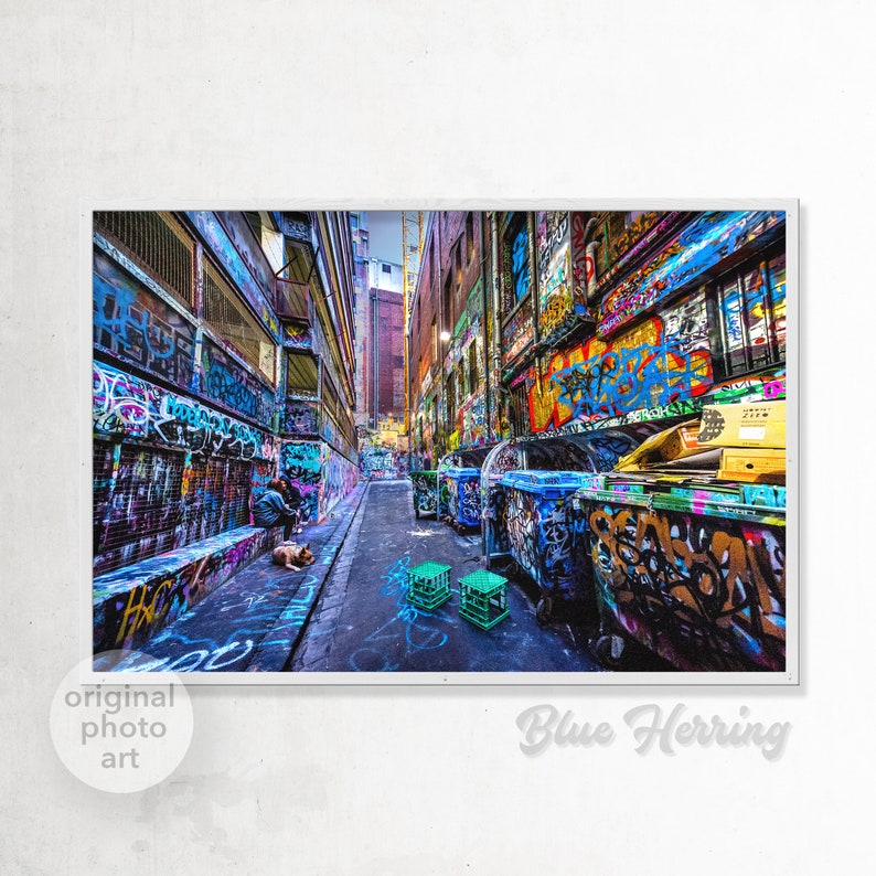 Street Art Print, Graffiti Wall Art, Melbourne Photography, Hosier Lane, industrial decor, spray paint art, urban jungle, Fathers Day Gift image 5