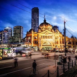 Flinders Street Station, Melbourne Photograph, Sunset wall art, Photography Prints, Melbourne Art, Travel Poster, Birthday Gift for him