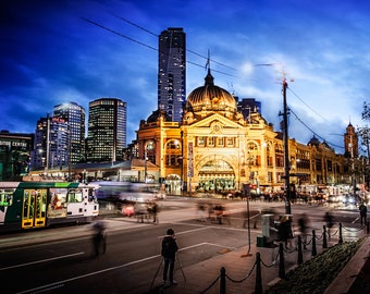 Flinders Street Station, Melbourne Photograph, Sunset wall art, Photography Prints, Melbourne Art, Travel Poster, Birthday Gift for him