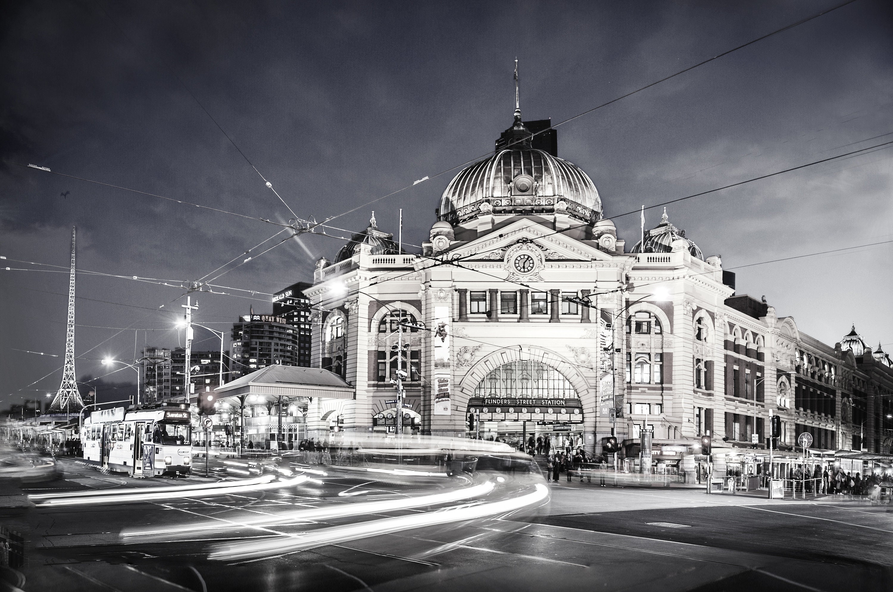 Melbourne city wall art, Black and White prints, Flinders Street