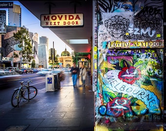 Graffiti Wall Art, Melbourne Poster, Street Art Print, Hosier Lane, Australia photography, large home decor, Flinders Street, Boyfriend Gift