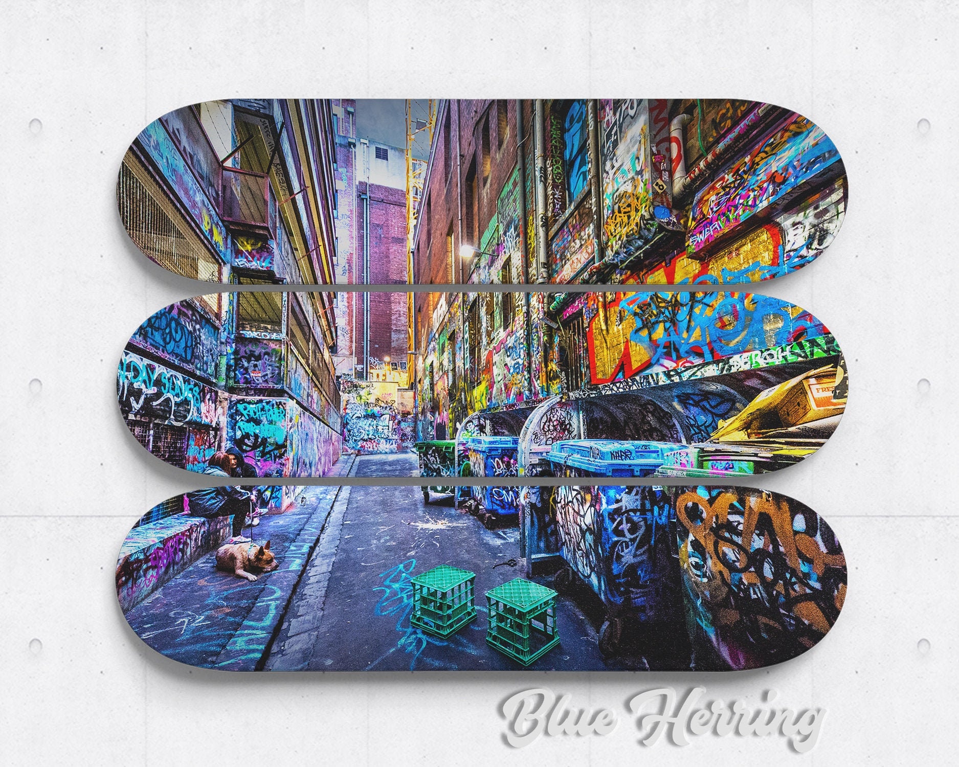 Skateboard Wall Art Mural Set of Three Graffiti Print Street Art Poster Melbourne Australia Boy Room Decor Birthday Gift Fathers Day Etsy