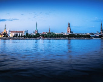 Riga Latvia, Panoramic Wall Art, Old Riga, City Skyline, Latvija Gift, Medieval Decor, Eastern Europe, Photo Prints, Blue Herring, Daugava