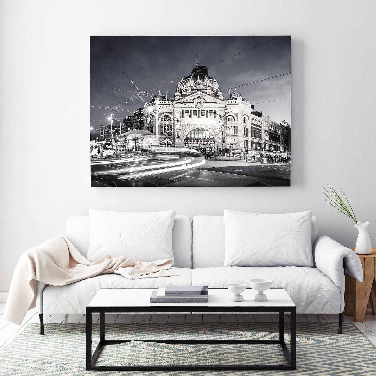 Melbourne City Wall Art, Black and White Prints, Flinders Street