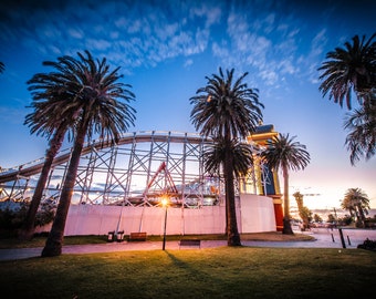 Luna Park, St Kilda Print, Melbourne Australia, Sunset Wall Art, Fine Art Photography, StKilda Beach Decor, Photo Gifts, Travel Poster