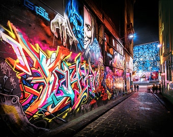 Graffiti Photography, Melbourne Print, Street Art Photo, Hosier Lane, apartment gift, spray paint art, urban photography, Boyfriend Gift