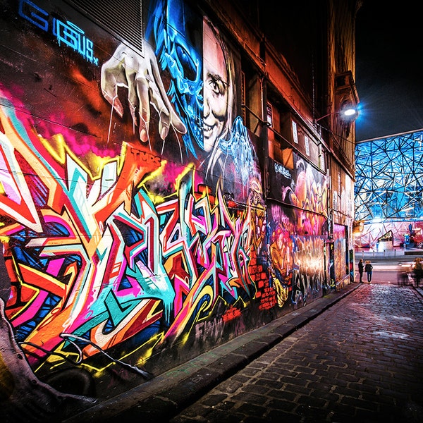 Graffiti Photography, Melbourne Print, Street Art Photo, Hosier Lane, apartment gift, spray paint art, urban photography, Boyfriend Gift