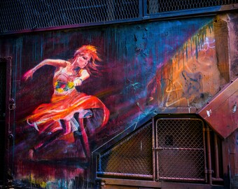 Street Art Print, Graffiti Wall Art, Melbourne photography, Cindy Lauper poster, girls just wanna, She's So Unusual, Girlfriend Gift ideas