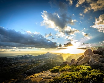 Australia Photograph, Panoramic Wall Art, National Park Poster, Mount Buffalo, Sunset Prints, Extra Large Art, Landscape Canvas, Gift for