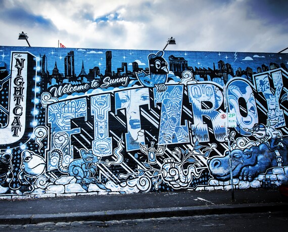 Graffiti Photography Melbourne Print Street Art Blue Apartment Etsy