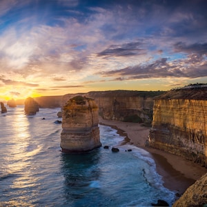 Twelve Apostles, Great Ocean Road Print, Beach Trip Gifts, Melbourne Victoria, Coastal Wall Decor, Australia Photo, sunset ocean wall art