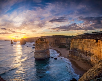 Twelve Apostles, Great Ocean Road Print, Beach Trip Gifts, Melbourne Victoria, Coastal Wall Decor, Australia Photo, sunset ocean wall art