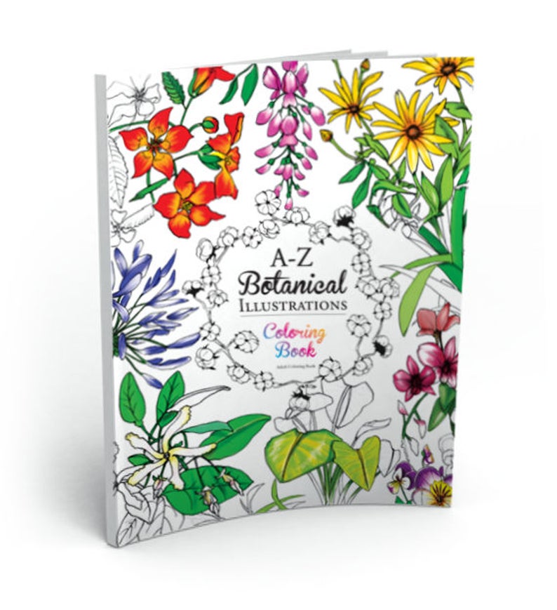 A-Z Botanical Illustrations Adult Coloring Book image 1