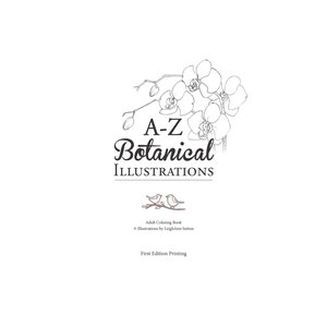 A-Z Botanical Illustrations Adult Coloring Book image 2