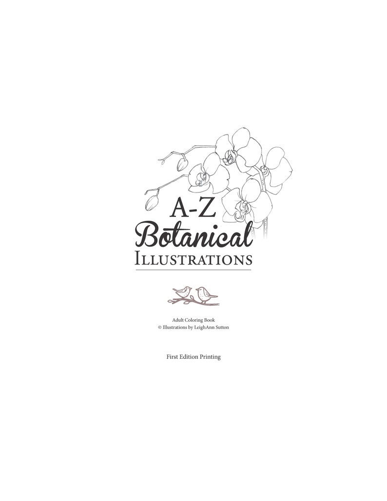 A-Z Botanical Illustrations Adult Coloring Book image 2