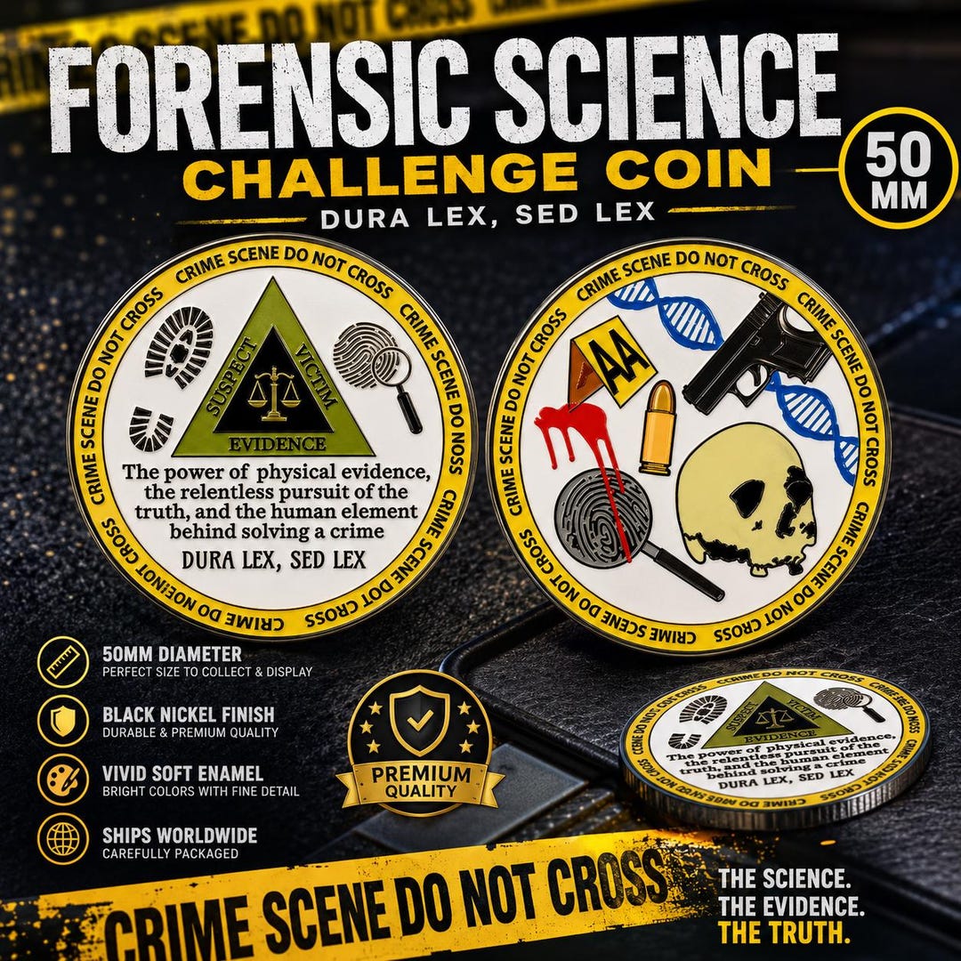 Forensic Science Challenge Coin – 50mm Black Nickel Soft Enamel Crime ...