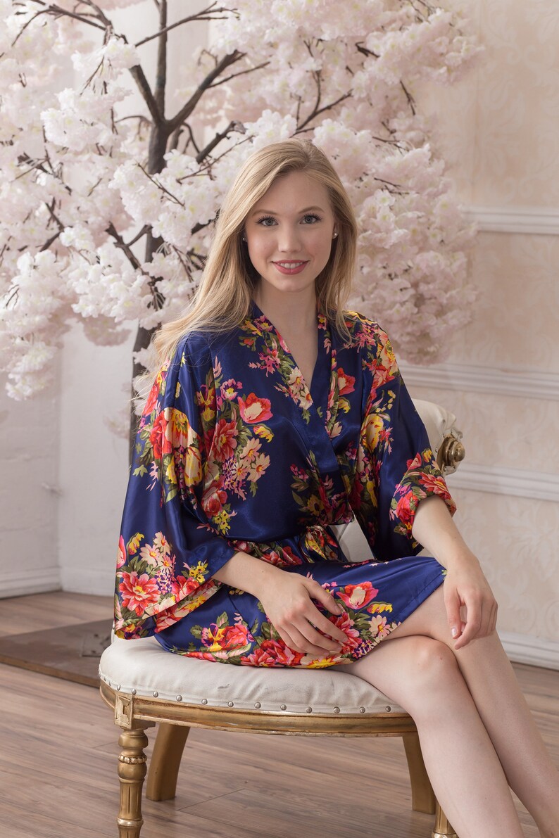 Flower girl robe satin floral robe Jr bridesmaid robe Etsy