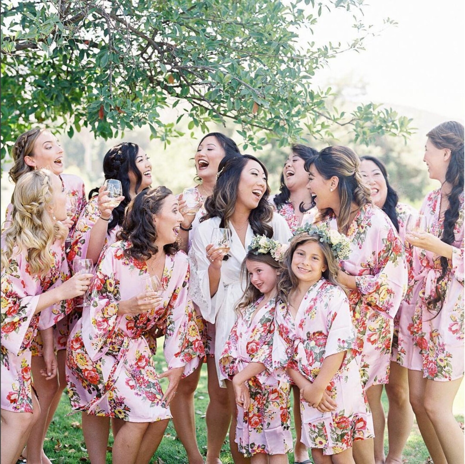 Flower girl robe satin floral robe Jr bridesmaid robe Etsy