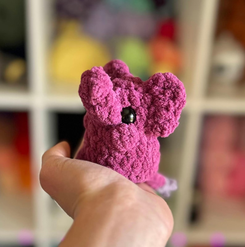 Crochet Elephant Plushie Palm Pal Handmade Birthday Gift Plushie image 1