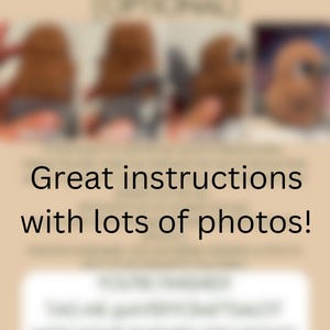 May include: A close-up of a book with the text "Great instructions with lots of photos!" on the cover. The book is open to a page with several photos of a craft project.