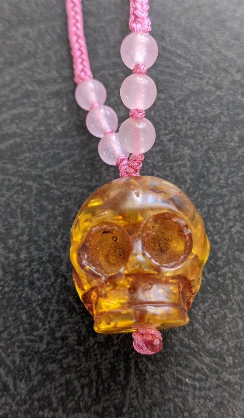Amber carved skull for Halloween