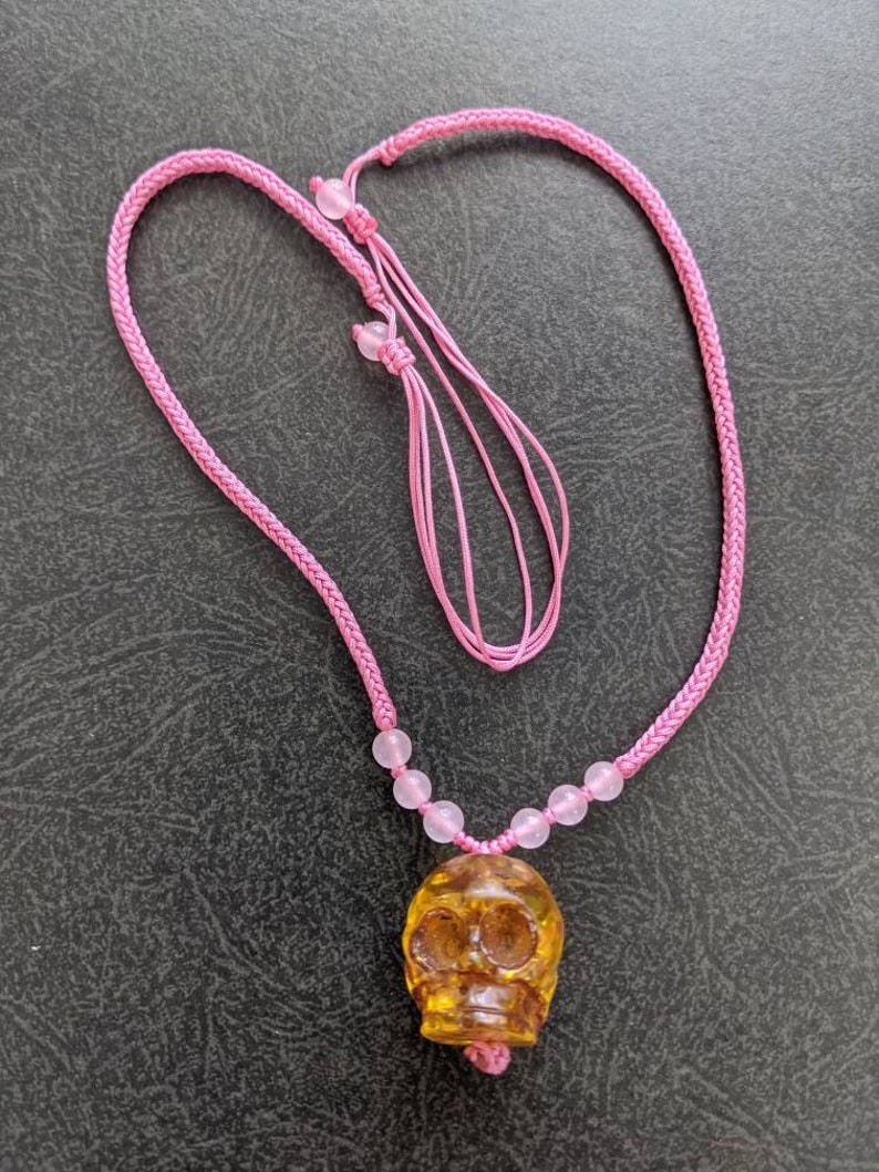Amber carved skull for Halloween