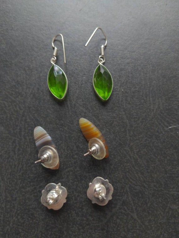 3 pairs of  natural stone earrings - image 5