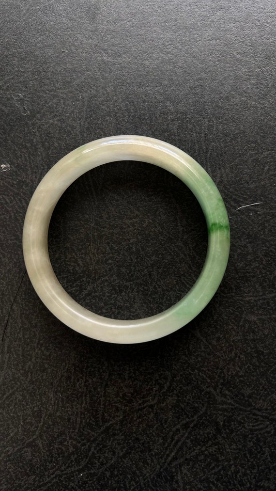 Icy high quality natural green jadeite bangle - image 9