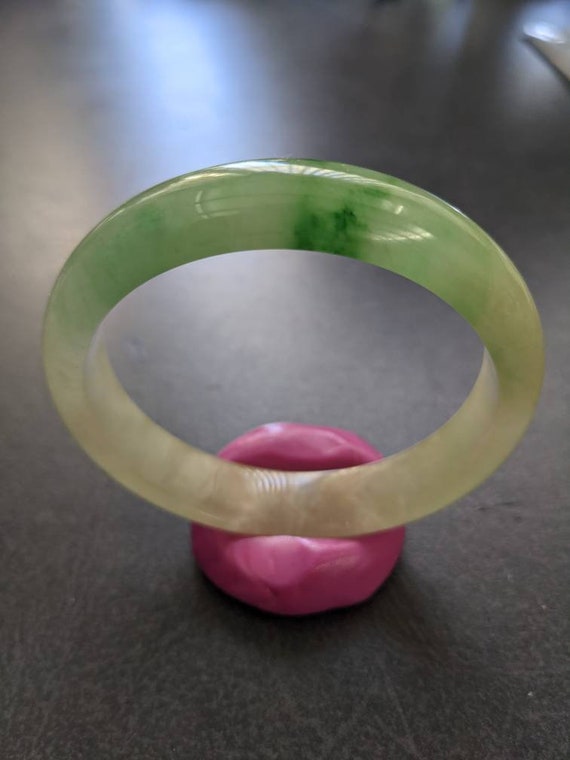 Icy high quality natural green jadeite bangle - image 5