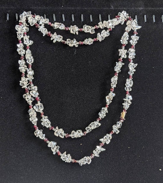 Natural white quartz beaded long necklace