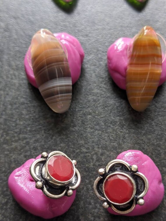 3 pairs of  natural stone earrings - image 3