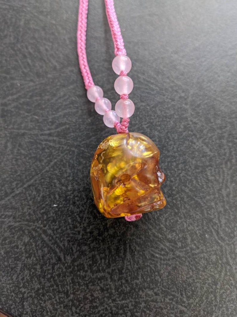 Amber carved skull for Halloween