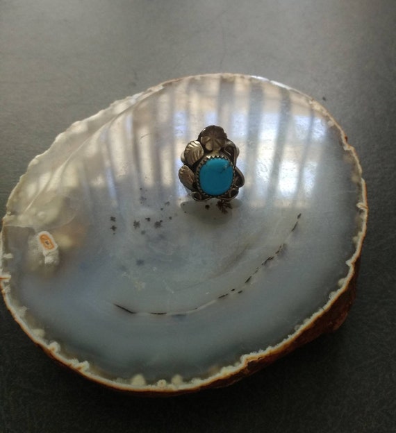 Vintage Silver &high quality Turquoise Ring size … - image 3