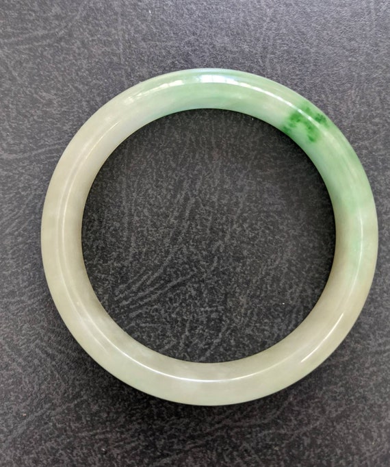 Icy high quality natural green jadeite bangle - image 2