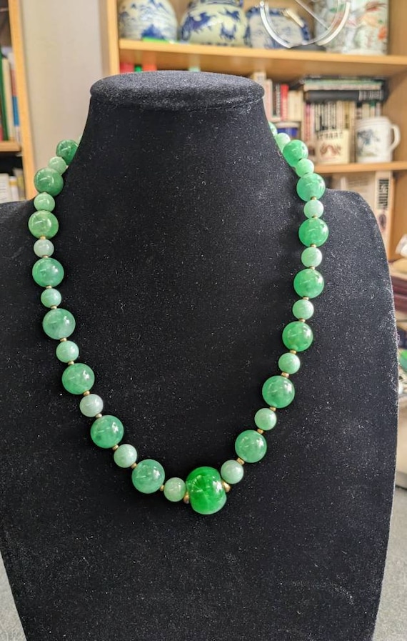 Natural Jadeite beaded full green color pretty nec