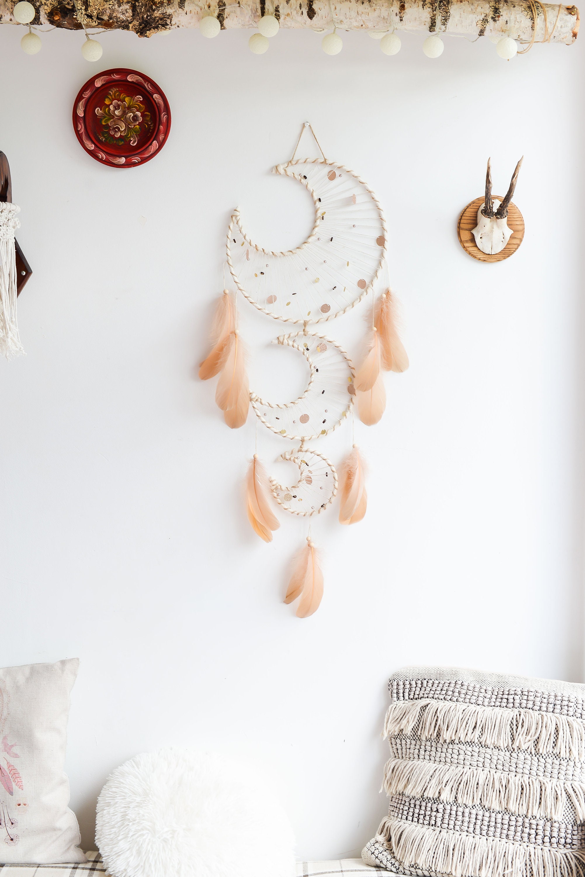 Dream catcher Dream catcher wall hanging Moon dreamcatcher | Etsy