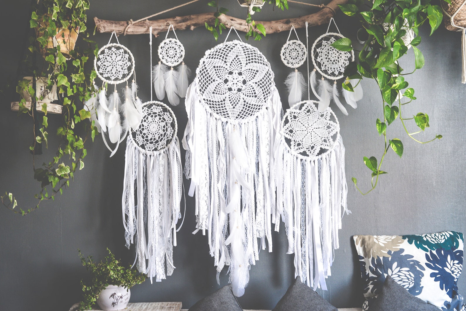 Boho Dream Catcher Dream Catchers Wall Hanging Bohemian Etsy