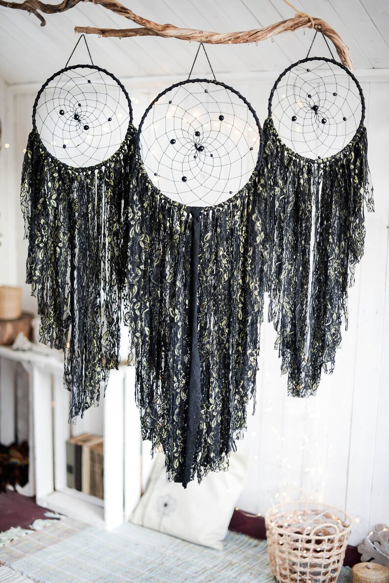 Black Dream Catcher Boho Dream Catcher Bohemian Room Decor Etsy UK